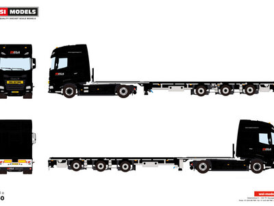 WSI WSI DAF XG+ 4X2 with 3-axle flatbed mega trailer MEGA TRANSPORT