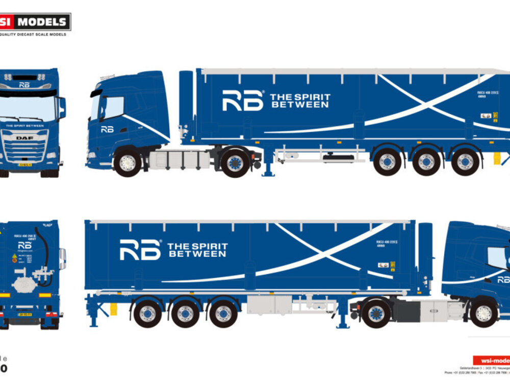 WSI WSI DAF XG 4x2 with 3-axle 40ft tipping bulk container trailer RB LOGISTICS