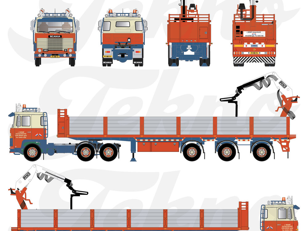 Tekno Tekno Scania 141 V8 Trekker met 3-assige stenenoplegger JAN SERNE