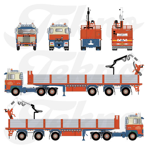 Tekno Tekno Scania 141 V8 Trekker with 3-axle bricktrailer JAN SERNE Tekno Tekno Scania 141 V8 Trekker with 3-axle bricktrailer JAN SERNE