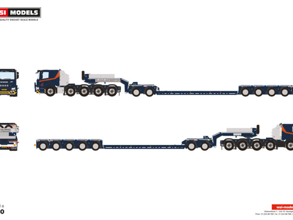 WSI WSI Scania P Low 10x4 with 5 axle lowloader + 2-axle dolly H. VAN DIEREN