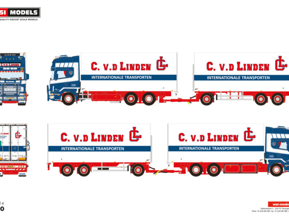 WSI WSI Scania R4 Rigid truck 6x2 with 3-axle reefer trailer C. V.D. LINDEN