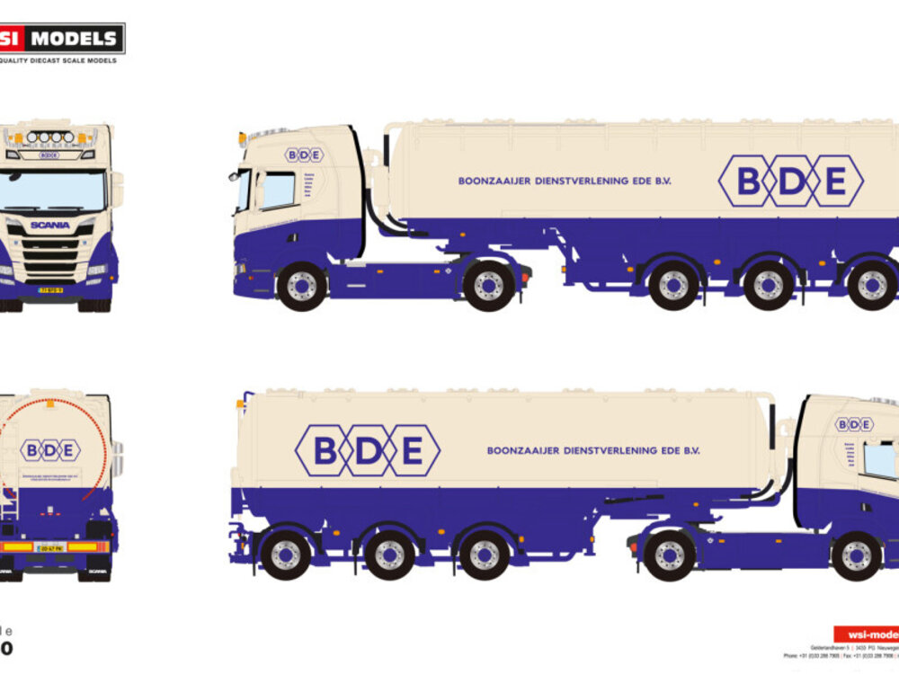 WSI WSI Scania R Highline 4x2 + 3-as diervoeding bulkoplegger BDE DIENSTVERLENING BV