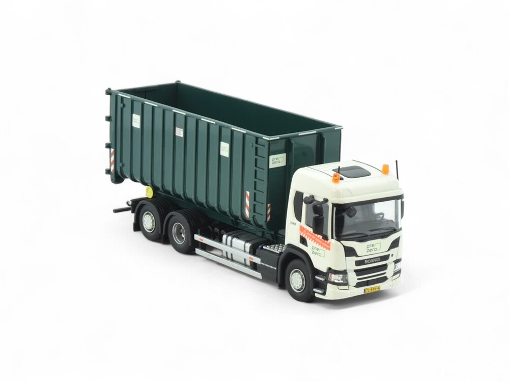 Tekno Tekno Scania P370 motorwagen met haakarmopbouw en 40m3 container PREZERO