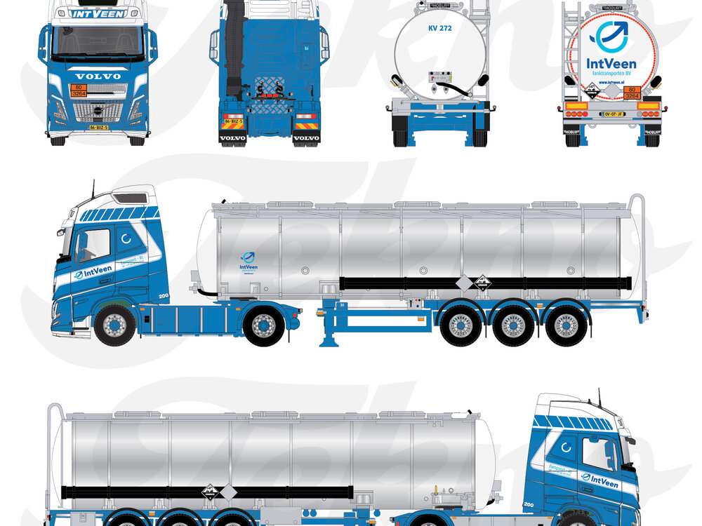 Tekno Tekno Volvo FH Aero Globetrotter XL met 3-assige verchroomde tankoplegger KEES IN 'T VEEN