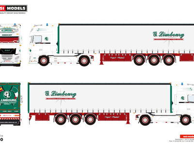 WSI WSI DAF XF SSC 4X2 met 3-as schuifzeilen oplegger LIMBOURG