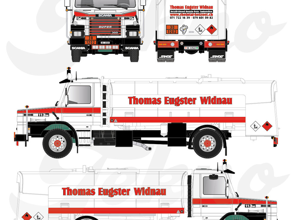 Tekno Tekno Scania 113M Torpedo 4x2 motorwagen met resin brandstoftank THOMAS EUGSTER