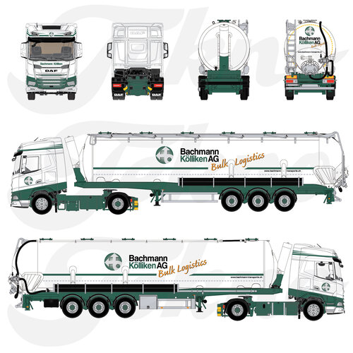 Tekno Tekno DAF XF 4x2 met 3-assige silo oplegger BACHMANN Tekno Tekno DAF XF 4x2 met 3-assige silo oplegger BACHMANN