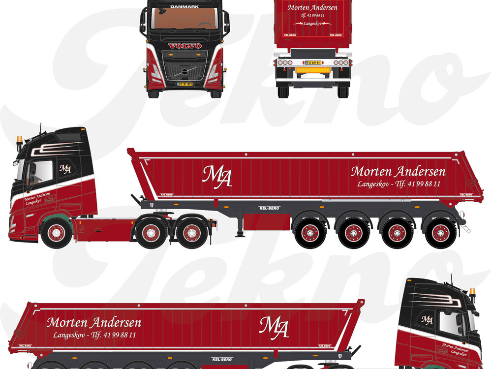 Tekno Tekno Volvo Aero Globetrotter XL met 4-assige kipper MORTEN ANDERSEN