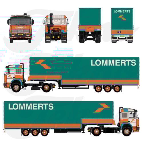 Tekno Tekno Iveco Turbostar met 3-assige zwanenhals oplegger LOMMERTS Tekno Tekno Iveco Turbostar met 3-assige zwanenhals oplegger LOMMERTS