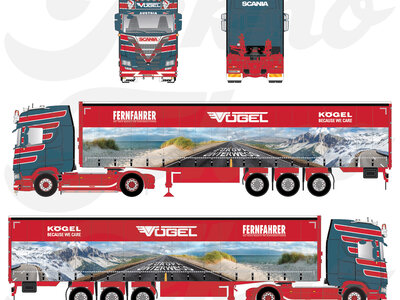 Tekno Tekno Scania Next Gen 540S Highline 4x2 with 3-axle curtainside trailer VOGEL FERNFAHRER