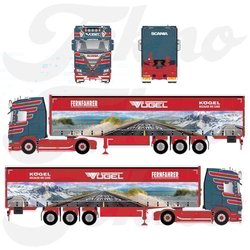 Tekno Tekno Scania Next Gen 540S Highline 4x2 met 3-assige zeiloplegger VOGEL FERNFAHRER Tekno Tekno Scania Next Gen 540S Highline 4x2 met 3-assige zeiloplegger VOGEL FERNFAHRER