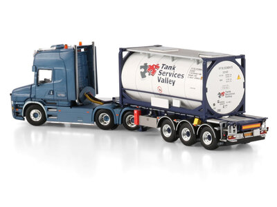 WSI WSI Scania T6 Torpedo Topline 6x2 with 3-axle 30ft container trailer + 20ft tank container TANK SERVICES VALLY BV