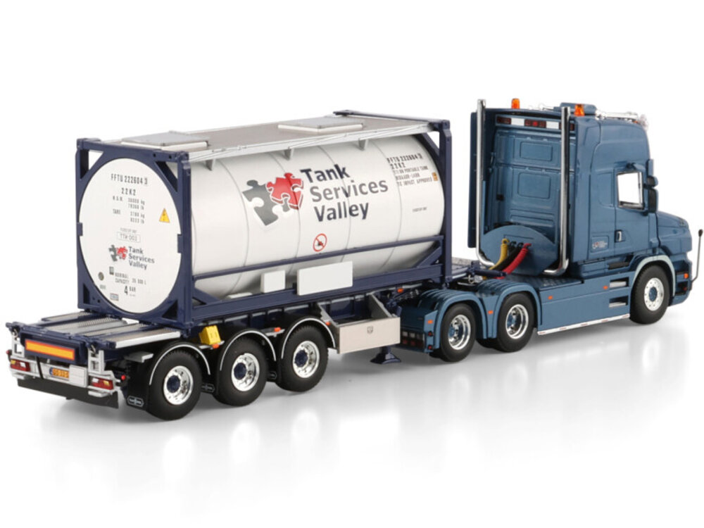 WSI WSI Scania T6 Torpedo Topline 6x2 with 3-axle 30ft container trailer + 20ft tank container TANK SERVICES VALLY BV