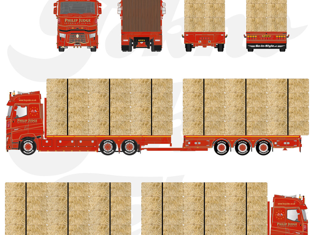 Tekno Tekno Renault T High vlakke motorwagen met 3-assige wipkar (incl. lading) PHILIPPE JUDGE