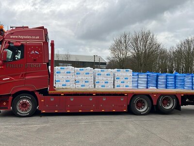 Tekno Tekno Renault T High Flatbed rigid truck with 3-axcle trailer (with load) PHILIPPE JUDGE