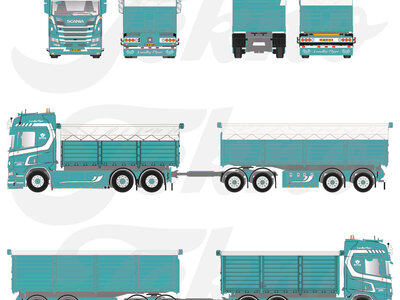 Tekno Tekno Scania Next Gen R770 Highline motorwagen aanhanger met resin bakken JAKOB PEDERSEN