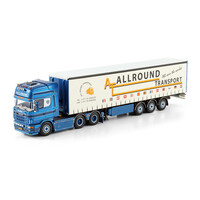 WSI Scania 4-serie Topline 6x2 met 3-assige schuifzeilen oplegger A.A. VD HEUVEL