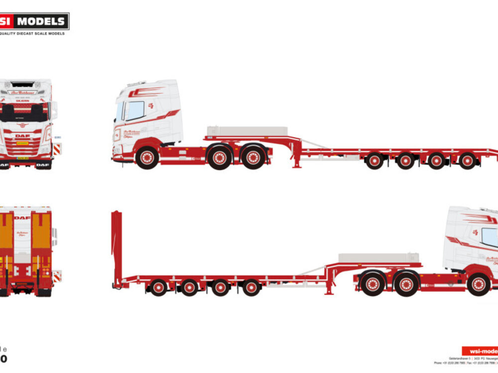 WSI WSI Daf XG+6x2  with 4-axle semi Lowloader with ramps KIM CHRISTENSEN