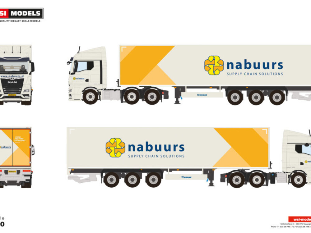 WSI WSI MAN TGX GM 6x2  with 3-axle box trailer NABUURS