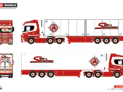 WSI WSI Scania R Highline 6x2 with 3-axle reefer trailer SEJER & SONNICHSEN