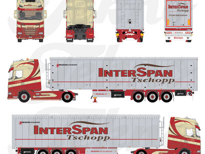 Tekno Tekno DAF XG+ with 3-axle walkingfloor trailer INTERSPAN TSCHOPP