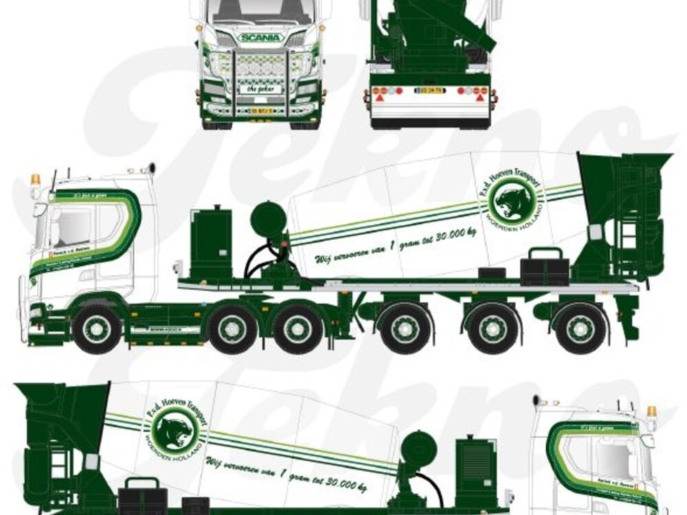 Tekno Scania Next Gen 530S with (new developed zamac) concrete mixer trailer PATRICK VAN DER HOEVEN