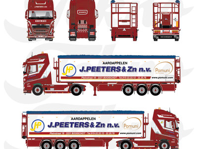 Tekno Tekno Volvo FH05 Globetrotter XL 4x2 met 3-assige aardappeloplegger PEETERS