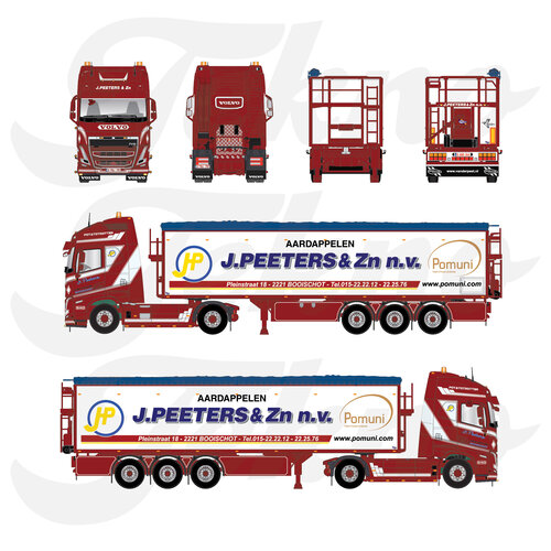 Tekno Tekno Volvo FH05 Globetrotter XL 4x2 with 3-axle potato trailer PEETERS Tekno Tekno Volvo FH05 Globetrotter XL 4x2 with 3-axle potato trailer PEETERS