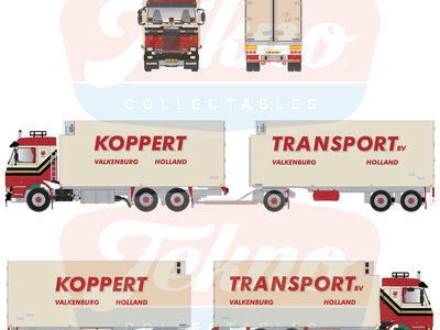 Tekno Tekno Scania 143M Topline rigid truck with 3-axle trailer KOPPERT