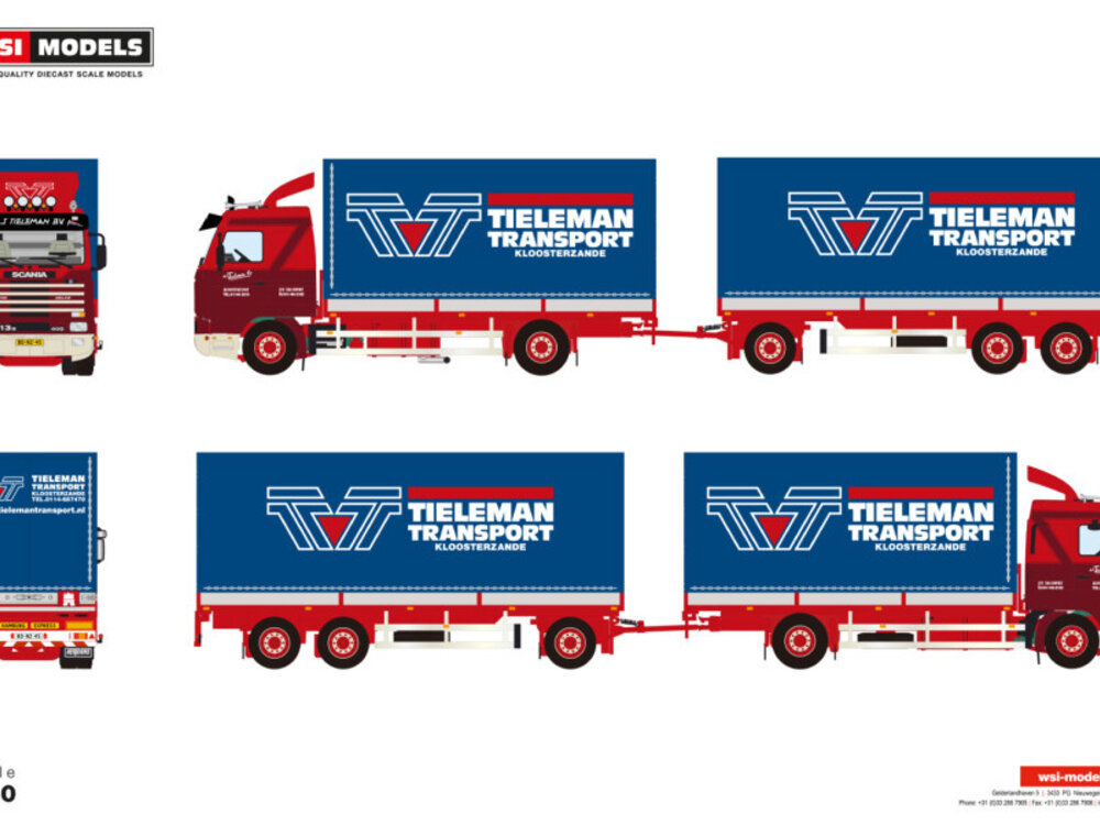 WSI WSI Scania 3-serie Streamline bakwagen met 3-as oplegger TIELEMAN