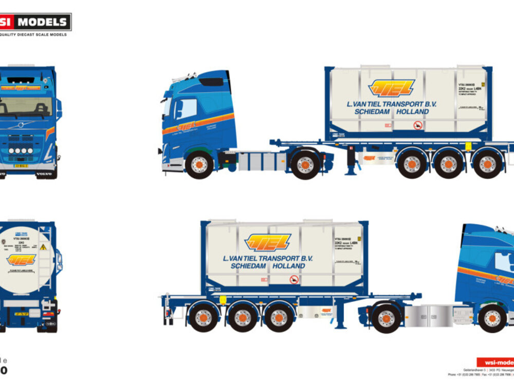WSI WSI Volvo FH5 Globetrotter 4x2 with 3-as 30ft. container trailer + 20ft. container L. VAN TIEL