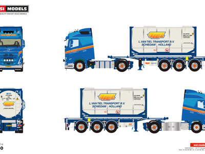 WSI WSI Volvo FH5 Globetrotter 4x2 with 3-as 30ft. container trailer + 20ft. container L. VAN TIEL