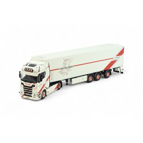 Tekno Scania Next Gen S500 with 3-axle livestock trailer CHICKLINER Tekno Scania Next Gen S500 with 3-axle livestock trailer CHICKLINER