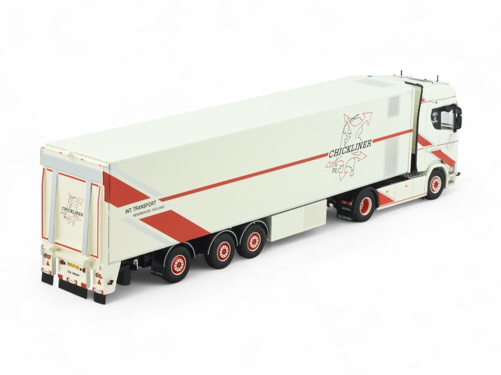 Tekno Tekno Scania Next Gen S500 met 3-assige pluimvee oplegger CHICKLINER