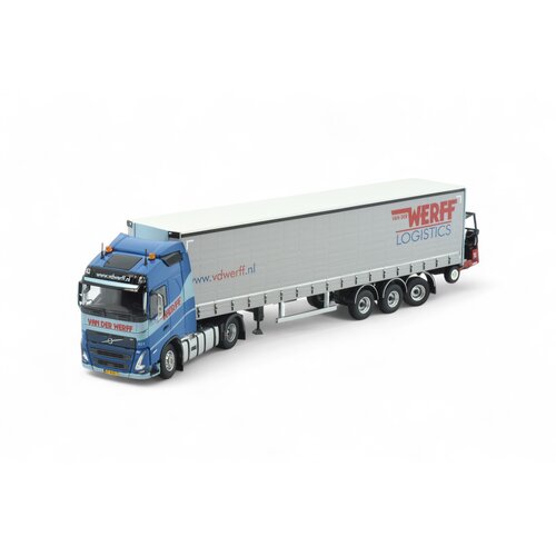Tekno Volvo FH05 Globetrotter 4x2 met 3 assige schuifzeilenoplegger met meeneemheftruck VAN DER WERFF Tekno Volvo FH05 Globetrotter 4x2 met 3 assige schuifzeilenoplegger met meeneemheftruck VAN DER WERFF