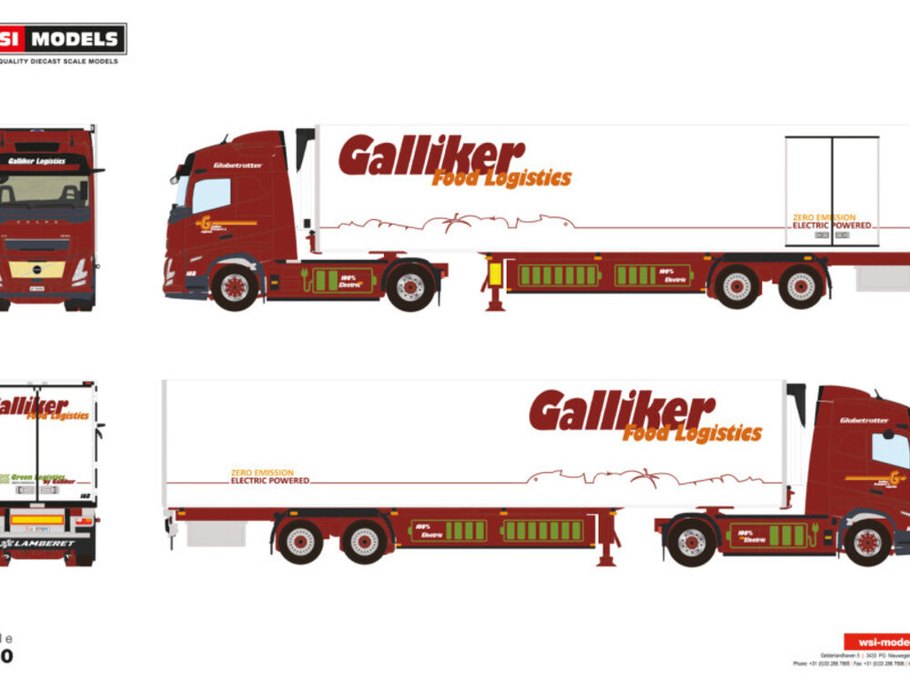WSI WSI Volvo FH aero Globetrotter electric met 2-as koeloplegger GALLIKER
