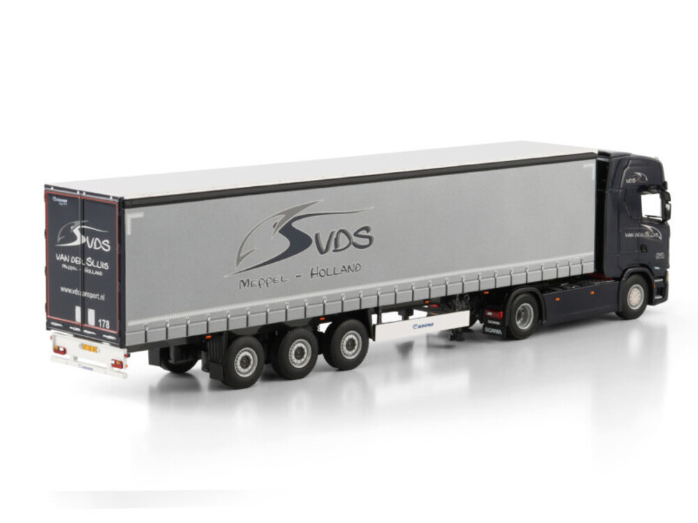 WSI WSI Scania S Highline 4x2 met 3-assige Schuifzeilen oplegger VAN DER SLUIS TRANSPORT