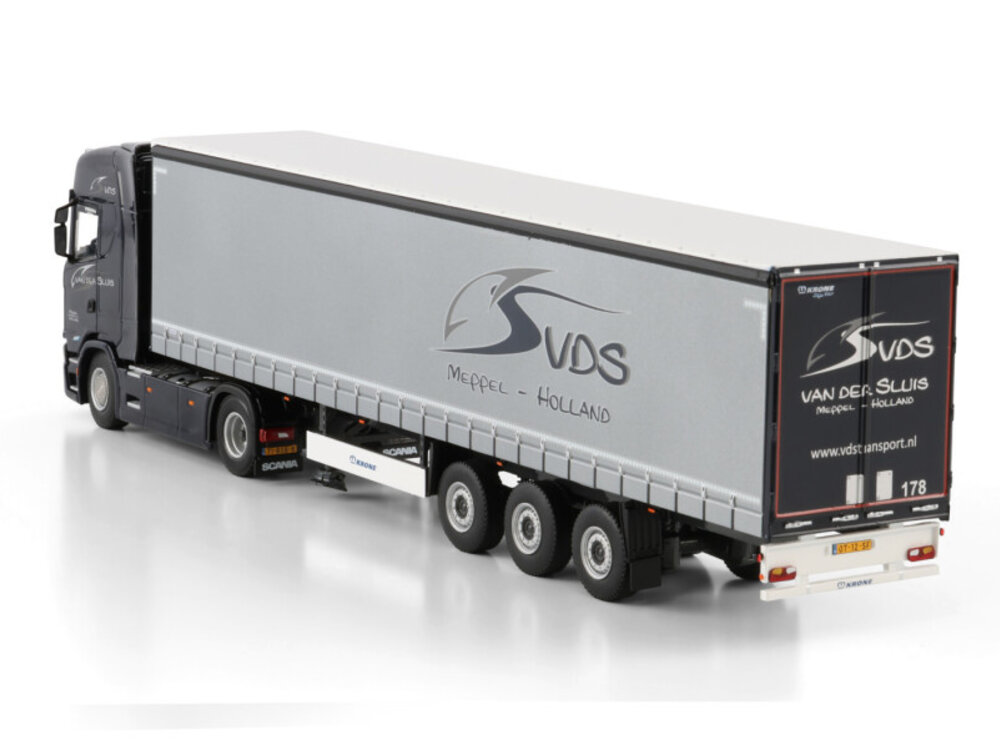 WSI WSI Scania S Highline 4x2 met 3-assige Schuifzeilen oplegger VAN DER SLUIS TRANSPORT