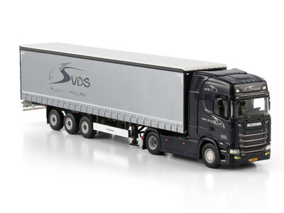 WSI WSI Scania S Highline 4x2 met 3-assige Schuifzeilen oplegger VAN DER SLUIS TRANSPORT