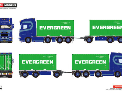 WSI WSI Scania S Highline 8x2 with 7-axle riged container truck + drawbar trailer with 2x 20ft container VAN WONDEREN BEESD BV
