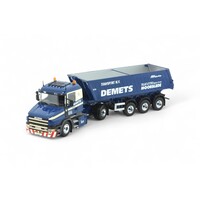 Tekno Scania T144-460 met 3-assige kipper oplegger DEMETS