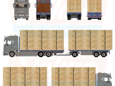 Tekno Tekno DAF XF riged truck with flatbed trailer loaded with straw P&L FORMAN