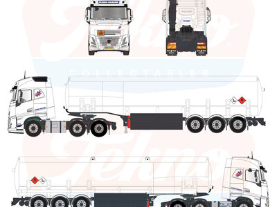 Tekno Tekno Volvo FH Aero Globetrotter 6x2 met 3-assige benzine oplegger NIJHOF WASSINK