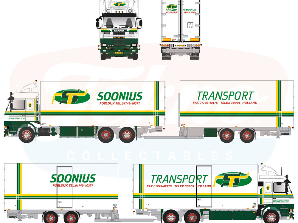 Tekno Tekno Scania 3-serie motorwagen met 2-assige wipkar SOONIUS