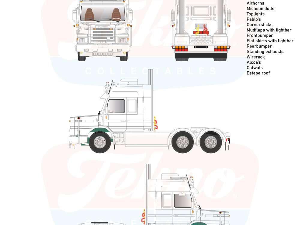 Tekno Tekno Scania T2/T3 Topline 6x2 + Estepe dak Tractor kit