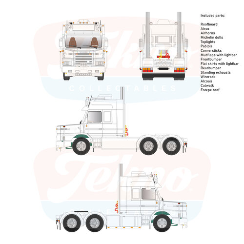 Tekno Tekno Scania T2/T3 Topline 6x2 + Estepe dak Tractor kit Tekno Tekno Scania T2/T3 Topline 6x2 + Estepe dak Tractor kit