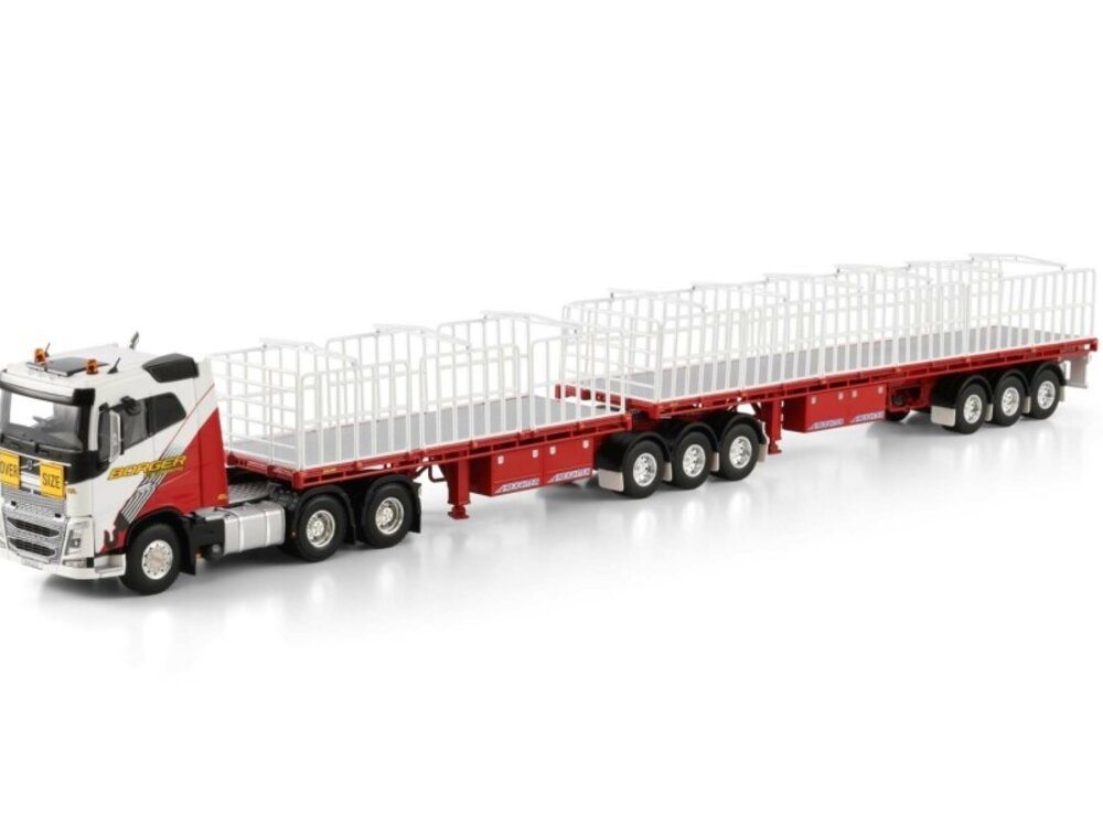 WSI WSI Volvo FH4 sleeper cab 6x4 + 3-axle  double flat top BORGER CRANES