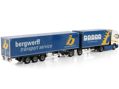 WSI WSI Scania S Highline 4x2 with 2-axle riged truck box trailer + 3 -axle drawbar road train trailer BERGWERFF TRANSPORT