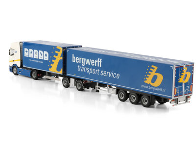 WSI WSI Scania S Highline 4x2 with 2-axle riged truck box trailer + 3 -axle drawbar road train trailer BERGWERFF TRANSPORT